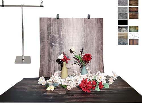 7 x 99 x 68 cm Lebensmittel-Fotografie-Hintergrund aus Papier mit Ständer, 14 Muster, Tisch-Fotografie-Hintergrund für Produkt.