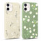 Xylota 2 Stück Handyhülle für iPhone 12 Mini 5,4 Hülle, Aesthetic Muster Blumen Mädchen Frauen Case, Weich Silikon Dünn TPU Stoßfeste Kratzfest Schutzhülle Cover für iPhone 12 Mini, Grün + Beige