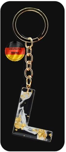 KEYSPACE Schlüsselanhänger Buchstabe-süße Buchstaben Anhänger Gold Weiß-elegant personalisierte Schlüsselanhänger mit Namen-kleine Geschenkideen Geburtstag Freundin (L)