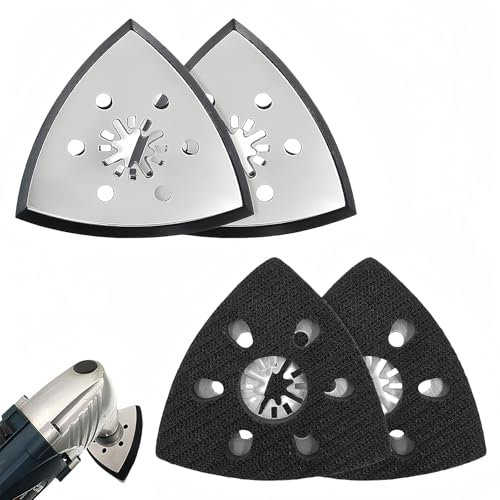 4 Pezzi Triangolari Piastra di Levigatura, Multiutensile Platorello, Piastra Abrasiva Multiuso 93 mm, Piastra Abrasiva per Lavori di Precisione su Legno, Metallo e Altro Ancora