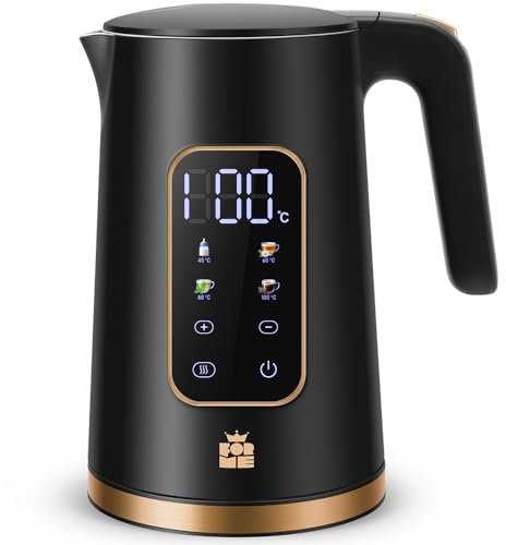 ForMe Edelstahl Wasserkocher 1,7 L mit Temperatureinstellung Temperaturwahl 40-100°C I LED Digitale Temperaturanzeige I Temperatur Einstellbar Kessel I Teekanne Teekessel Warmhaltefunktion I BPA Frei
