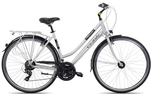 Ciclista Ponte Vecchio Trapez Citybike | 21-Gang Schaltung | LED-Lichtanlage | Nabendynamo, Farbe:Silver Black red, Rahmengröße:56 cm, Laufradgröße:28 Zoll