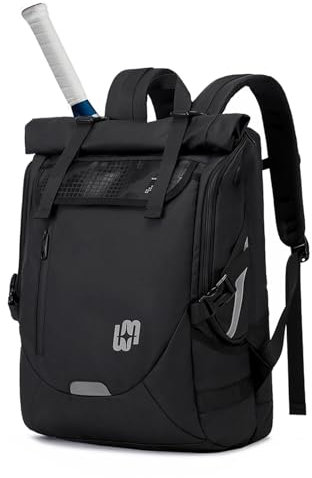 UtiaMiaoGonGo Tennisrucksack Tennistasche für Herren Damen Hält 2 Schläger mit Schuhfach, Große Padel Racket Tasche für Badminton Schläger, Schwarz