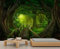 QDJKBL Green Forest Wall Murals Big Tree Forest Natural Scenery Wallpaper Wooden Bridge Tropical Rainforest Mural Large Nature Wallpaper for Bedroom Sofa Wall 350 x 256 cm