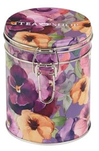 TEA SHOP - Lata Redonda Viola Flower - Recipiente para guardar y conservar té o infusiones - Mantiene la frescura y el aroma - Accesorios para té o infusiones
