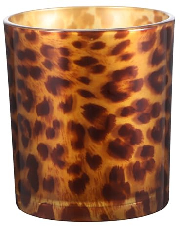JUMPLAWN Leopard Print Kerzenhalter Kreativer Teelichthalter Für Bar- Und Wohnraumdeko 1 Stück 9.00 X 8.00 X 8.00 cm Auffällige Tischdekoration Für Zuhause Und Büro