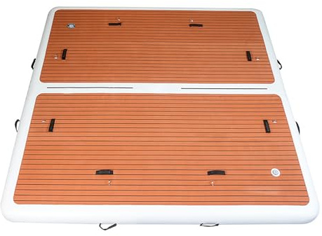 Aufblasbare schwimmende Dockmatte, Schwimmmatte für mehrere Personen mit Strickleiter, Rutschfester Oberfläche und Aufbewahrungstasche für See, Boote, Inseln und Schwimmbäder,10x10ft