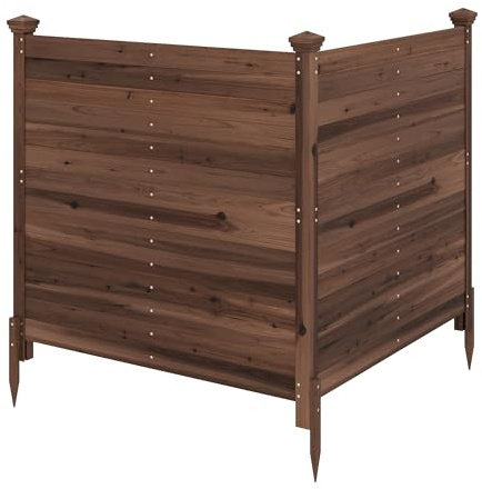 HOMASIS Gartenzaun 2/3 Paneele, Sichtschutzzaun aus Holz mit Pfählen, Outdoor Klimaanlagenzaun, Sichtschutz für Mülleimer & Klimaanlagen, Steckzaun für Garten, Terrasse (119x115,5cm, 2 Stück,Braun)