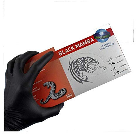 Unigloves BLACK MAMBA Latexhandschuhe schwarz Gr. S