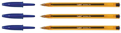 BIC - Bolígrafo de cristal fino, 3 unidades, punta fina, color azul