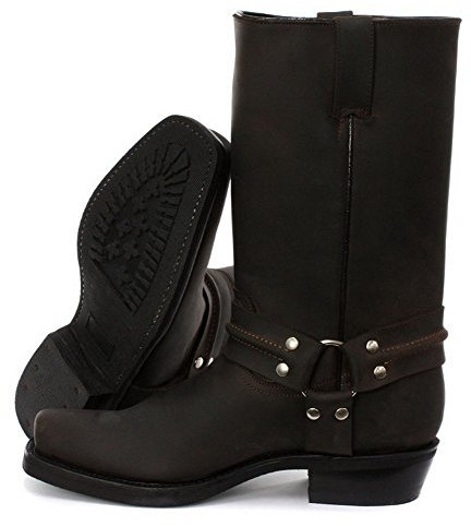 Grinders Renegade Hi Unisex Stivali di Pelle Marrone da Cowboy Motociclisti Occidentali Stivali Alti 41