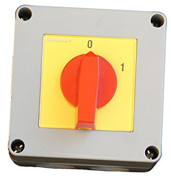 Aw-Tools 20A 3-polig Not-Aus-Schalter Lasttrennschalter Aufputz/Rolltor GN20-10-P24 (Gelb, Rotary, Drehgriff, MANUELL)