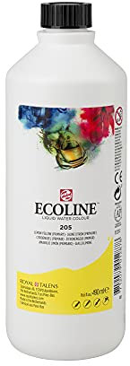 Ecoline Flüssige Aquarellfarbe Flasche 490 ml Zitronengelb (primär) 205 (11722050)