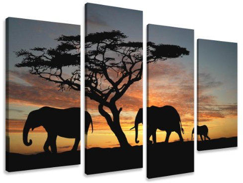 Visario 130 x 80 cm Bild auf Leinwand Afrika Elefant 6066-SCT deutsche Marke und Lager - Die Bilder/das Wandbild/der Kunstdruck ist fertig gerahmt