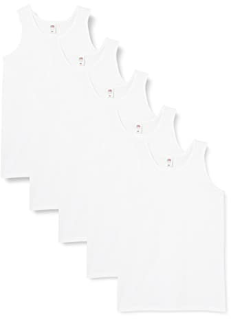 Fruit of the Loom 5-Pack Athletic Mens Canotta, Bianco (White), X-Large (Pacco da 5) Uomo