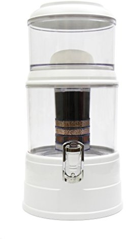 AcalaQuell MINI Water Filter System | White | with Tank | Clear. BPA FREE plastic Reservoir with a capacity of 5 litres. Best Natural Gravity Filtration Technology.