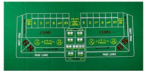 Craps Table Top Felt Layout - 36 x 72 Rectangle Las Vegas Style Green Casino Poker Table Cover Mat, Great for Poker Game Night Events Theme Party Fundraisers & Gatherings
