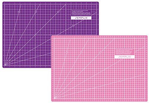 SEMPLIX Selbstheilende Schneidematte A0-A4 - Grün, Rosa, Grau, Türkis, Lila - Ideal fürs Basteln, Nähen & Patchworken - Beidseitig Bedruckt - Vorderseite cm Rückseite inch Bemaßung (Pink-Lila, A3)