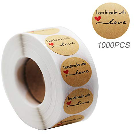 Yoget New Handmade with Love sticker adesivi di ringraziamento carta kraft grazie sticker 1000PCS per rotolo 2,5 cm forma rotonda