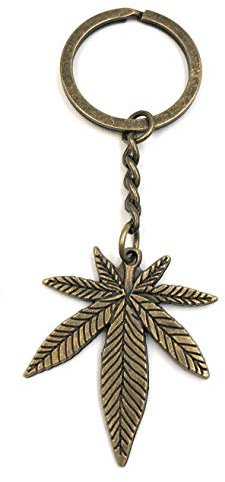 Onwomania - Hanf Blatt Weed Schlüsselanhänger - Metall Glücksbringer ideal als Geschenk z.B. für den besten Freund, die beste Freundin, Mama - Für Männer, Frauen & Kinder
