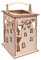 Rayher Holz Laterne Fledermaus, mit Griff, 15,3 x 15,3 x 26,5 cm, Holzbausatz, 15-tlg,Windlicht, für LED-Kerze, Lichterkette, Laterne Helloween, FSC Mix Credit, 62895505, Natur