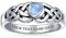 Keltischer Mondstein Dreieinigkeits Liebesknoten Triquetra Unendlichkeitsband Ring Für Frauen Teen Oxidiertes .925Er Sterling Silber Individuelle Gravur