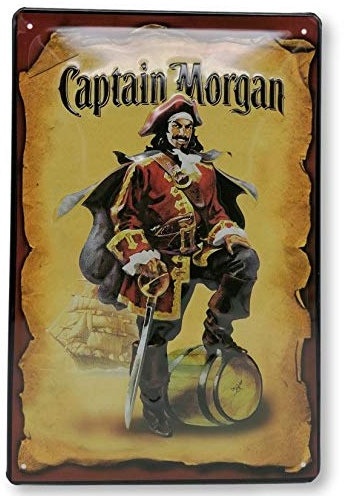 30 x 20 cm Retro Blechschild passend für Captain Morgan Liebhaber und Genießer, Deko Bar Schild, geprägtes Stahlblech für Rum Fans