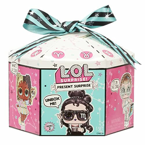 L.O.L. Surprise! 572824EUC Überraschungsgeschenk Serie 2 - 8 Überraschungen im Inneren - Glitzerschimmer, Puppe mit Sternzeichenmotiv und Zubehör - lustiger Farbwechseleffekt - Sammlerstück