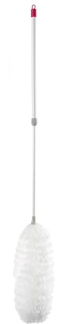 Kleeneze Fluffy Duster With Extendable Handle, Microfibre, 110cm | Telescopic iron pole, flat head for under furniture, non-abrasive fibres, chemical-free dusting, hanging storage hook
