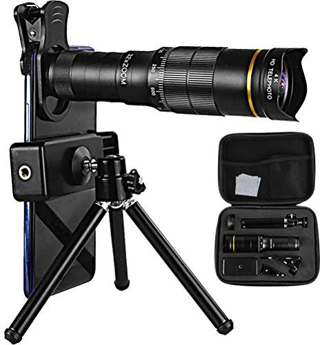 4K 10-300X40 mm Super-Telezoom-Monokular-Teleskop für Handy, Teleskop für Kinder und Anfänger, Selfie Ring Light with Tripod Stand, Fernrohr Monocular Telescope für Klettern Compatible (4k)
