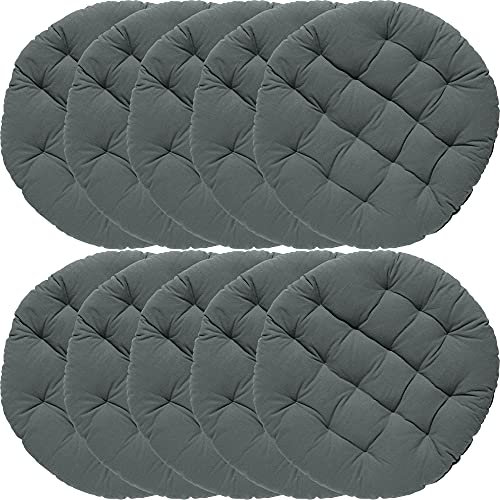 REDBEST Stuhlkissen, Stuhlauflage, Sitzkissen Uni 10er-Pack grau, Größe rund: 37 cm Ø - gesteppt, mit glatten, strapazierstarkem Gewebe (weitere Farben)