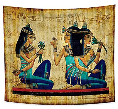 YONGFOTO 180x160cm Antikes Ägypten Tapisserie Farbe gemalt Priesterin Traditionelle Kleidung Symbol Alte Zivilisation Wandbehang Tapisserien für Heim Wand-Dekor Tischdecke Decke