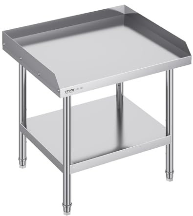 VEVOR Arbeitstisch Edelstahl, gewerblicher Arbeitstisch zur Lebensmittelzubereitung, 3-seitiger Spritzschutz, 61 x 71 x 66 cm