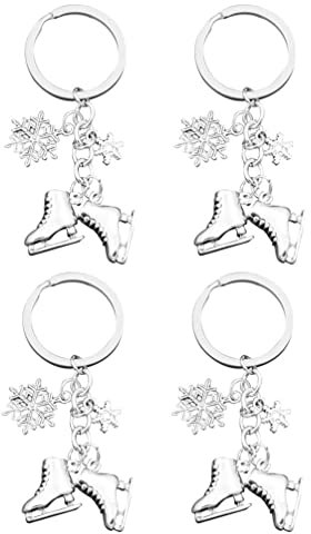 Amosfun Schlittschuh Schlüsselanhänger Schlüsselbund 4 Stücke Schneeflocke Eislaufen Schuhe Anhänger Charme Eislaufschuh Schmuck für Schlüssel Auto Tasche Handy Modeschmuck