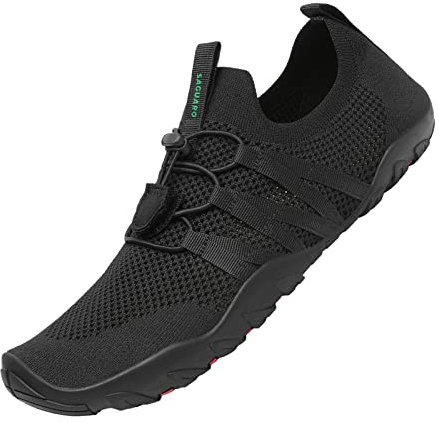 SAGUARO Badeschuhe Herren Damen Wasserschuhe Unisex Schwimmschuhe Atmungsaktiv rutschfest Schnell Trocknend Surfschuhe Outdoor Sport Schwarz 45 EU