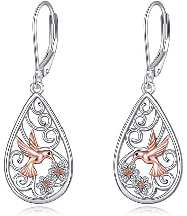 VONALA Kolibri Hängend Ohrringe Sterling Silber, Filigrane Ohrringe Schmuck Geschenke für Damen und Mädchen