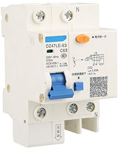 Jadeshay Fi Schutzschalter, DZ47LE-63 1P C63 RCCB Fehlerstromschutzschalter 230V 63A 30mA Leitungsschutzschalter 35mm DIN-Schienenmontage
