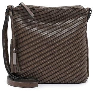 Tamaris Damen Umhängetasche Handtasche Streifendesign Logo Quaste Julina 32022, Farbe:Grün