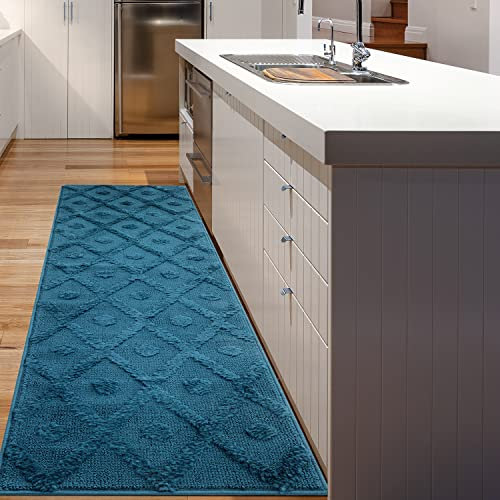Antep Rugs Palafito Läufer für den Innenbereich, 5 x 17,8 cm, geometrisch, mit Diamanten, Hochflor, strukturiert, Blaugrün, 6 x 2,1 m
