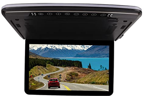 Monitor da Tetto per Auto, Schermo per Monitor da Tetto per Auto Cablaggio Facile Angolo Regolabile 13,3 Pollici Ultra Sottile per Autobus (Nero)