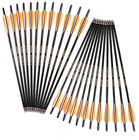 ACCMOS 24 Stück 16 Carbonpfeil Bogenschießen Bolzen Armbrustpfeile, 125 Grain Auswechselbare Pfeilspitze für Jagd oder Schießtraining (16inch)