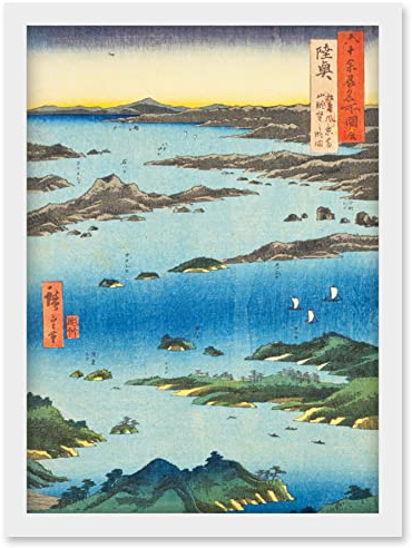Artery8 View of Matsushima, Sight Map from Mount Tomi Mutsu Province Utagawa Hiroshige Japanese Woodblock Artwork Framed Wall Art Print A4