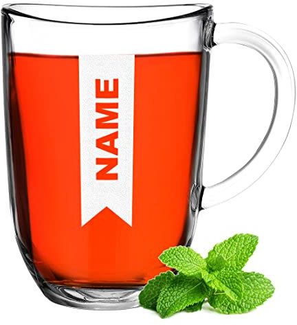 Teeglas 380 ml mit Gravur - Leonardo Kaffeeglas mit Namen - individuelle Geschenkidee - Tee und Kaffee - Cappuccinoglas mit Henkel - Glühwein - Frauengeschenk Thermo