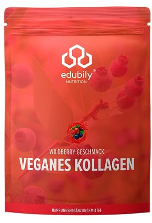 edubily nutrition® Veganes Kollagen • Mit Glycin, Prolin, Arginin, Glutamin, Vitamin C, Zink, Kupfer, Mangan & Silicum • Im recyclebaren Beutel (450g Wildberry)