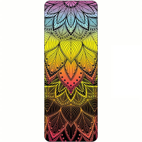 FANSU Tragbare Reise-Yogamatte 1,5mm Dick Faltbare Gymnastikmatte, Weich Leicht Übungen Trainingsmatte für Pilates,Yoga, Bikram, Stretching (183cmx68cm,Mandalas E)