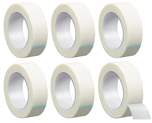 Fantasyon 6 Rolls Tape Micropore Surgical Tape, 1.25cm x 54m Adhesive Medical Tape Microporous Tape for First Aid Taping Bandages Breathable Eyelash Extension