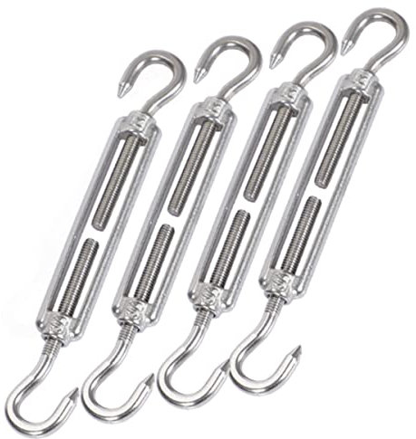 HOUSON M6 Stainless Steel Turnbuckles Wire Tensioner, Adjustable Turnbuckle Hook and Hook for Trellis, Stainless Steel Rope System, Garden Wire, Fence Tensioner Pack of 4(CC)