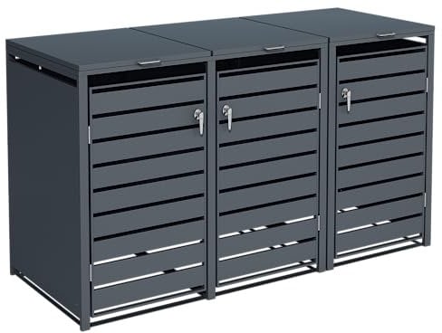 ESTEXO Mülltonnenbox bis 240 L – Behälter & Unterstand für Mülltonnen – Abschließbares Mülltonnenhaus – Wetterfeste Abfallbehälter-Lösung mit Belüftungsschlitzten – Aufbewahrungsbox in Anthrazit