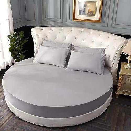 FANSU Runde Spannbettlaken 220x220,100% Baumwolle Bettlaken, Atmungsaktiv Weiche. Hellgrau Rund Spannbetttücher für Boxspringbett, Geeignet füùr bis 25cm Matraze
