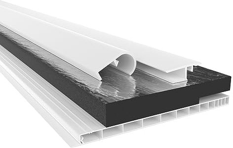 HEXIM PVC Rollladenkastendeckel Komplettset, Rollladenkastendeckel, Aufnahmeprofil & Rollladentraverse, Länge: 1000-2000mm, Breite: 120-320mm, Revisionsklappe Verschluss (160mm x 1 Meter)